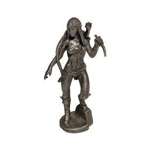 VTG 1988 Gallo Pewter Female Warrior Dragon Figurine J. Guthrie Fantasy Gemstone